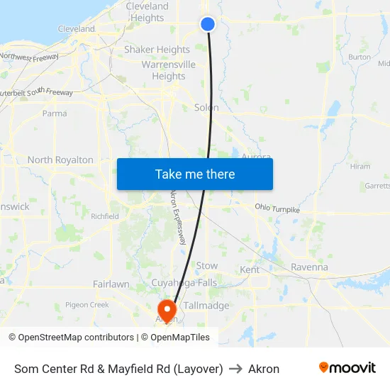 Som Center Rd & Mayfield Rd (Layover) to Akron map