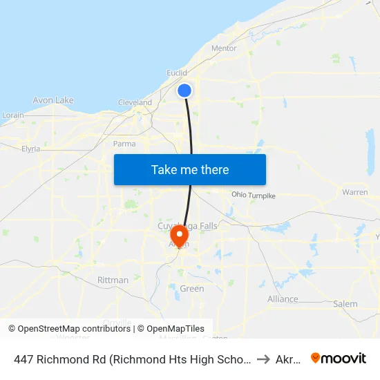 447 Richmond Rd (Richmond Hts High School) to Akron map