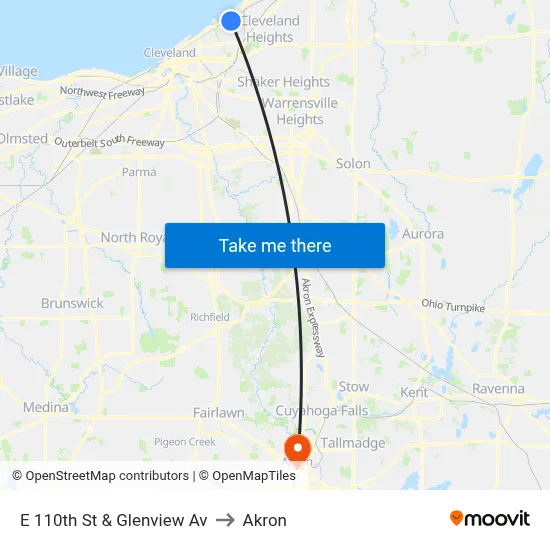 E 110th St & Glenview Av to Akron map