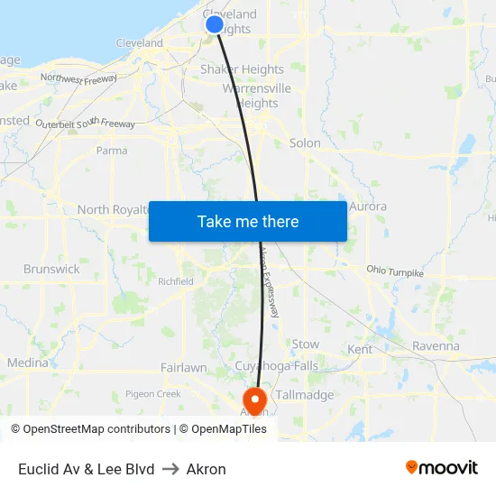 Euclid Av & Lee Blvd to Akron map