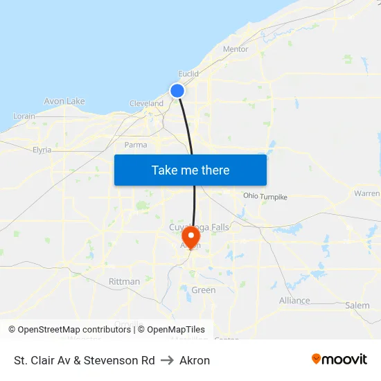 St. Clair Av & Stevenson Rd to Akron map