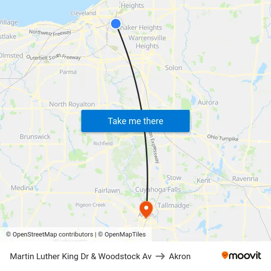 Martin Luther King Dr & Woodstock Av to Akron map