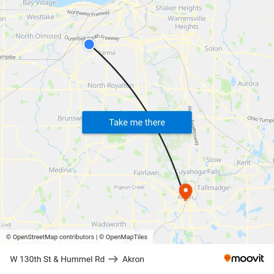 W 130th St & Hummel Rd to Akron map