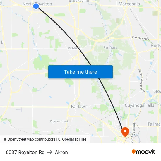 6037 Royalton Rd to Akron map