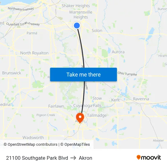 21100 Southgate Park Blvd to Akron map