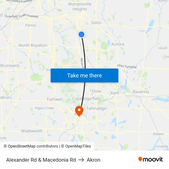 Alexander Rd & Macedonia Rd to Akron map