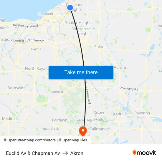 Euclid Av & Chapman Av to Akron map