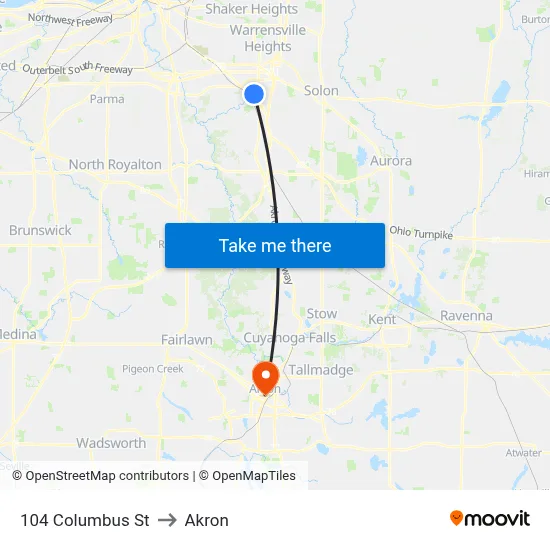 104 Columbus St to Akron map