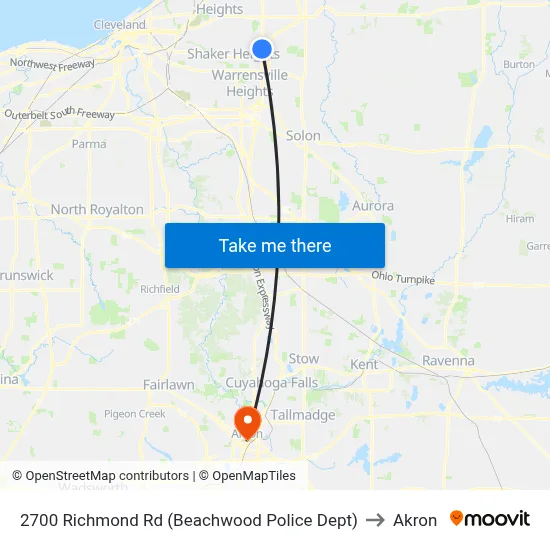 2700 Richmond Rd (Beachwood Police Dept) to Akron map