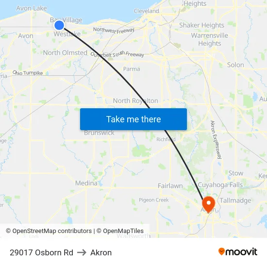 29017 Osborn Rd to Akron map