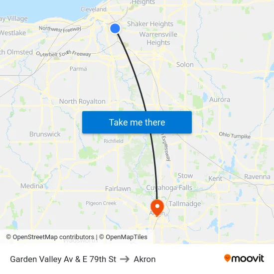 Garden Valley Av & E 79th St to Akron map