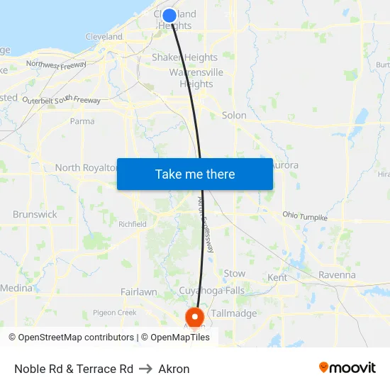 Noble Rd & Terrace Rd to Akron map