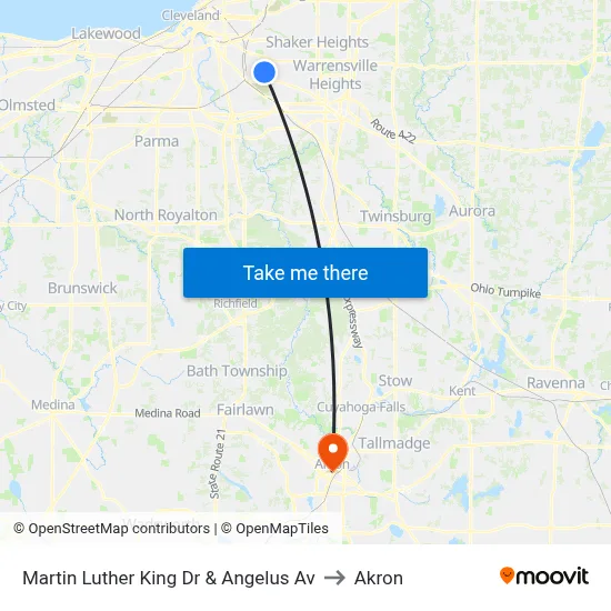 Martin Luther King Dr & Angelus Av to Akron map