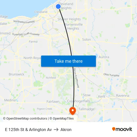 E 125th St & Arlington Av to Akron map
