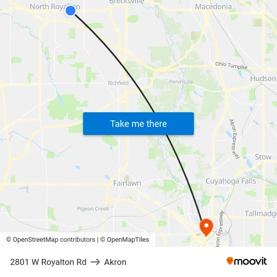 2801 W Royalton Rd to Akron map