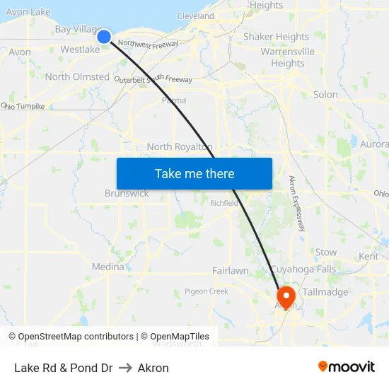 Lake Rd & Pond Dr to Akron map