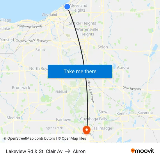 Lakeview Rd & St. Clair Av to Akron map