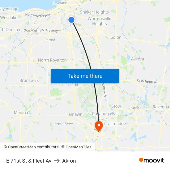 E 71st St & Fleet Av to Akron map