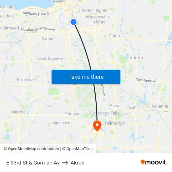 E 93rd St & Gorman Av to Akron map