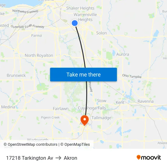 17218 Tarkington Av to Akron map