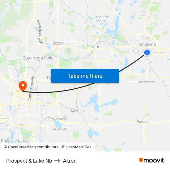 Prospect & Lake Nb to Akron map