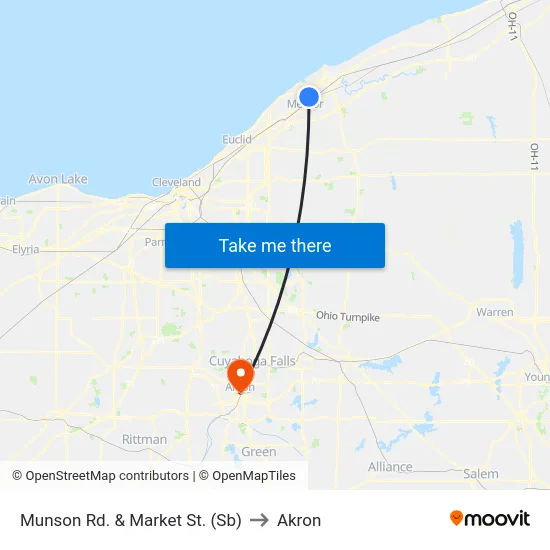 Munson Rd. & Market St. (Sb) to Akron map