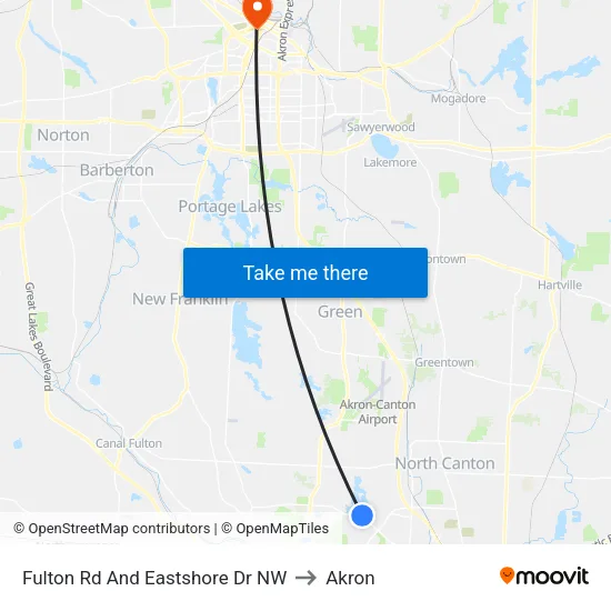 Fulton Rd And Eastshore Dr NW to Akron map