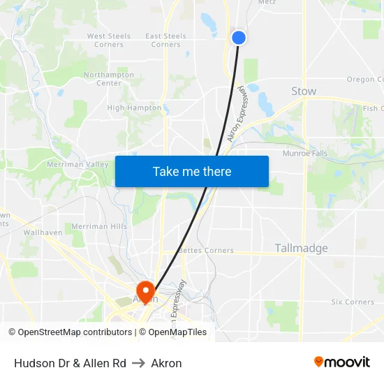 Hudson Dr & Allen Rd to Akron map