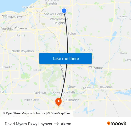 David Myers Pkwy Layover to Akron map