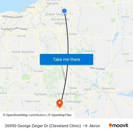 26900 George Zeiger Dr (Cleveland Clinic) to Akron map
