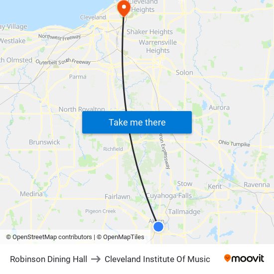 Robinson Dining Hall to Cleveland Institute Of Music map