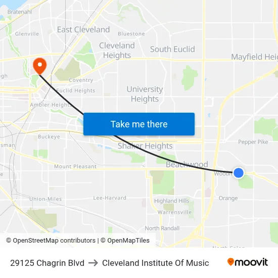 29125 Chagrin Blvd to Cleveland Institute Of Music map