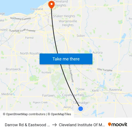 Darrow Rd & Eastwood Ave to Cleveland Institute Of Music map