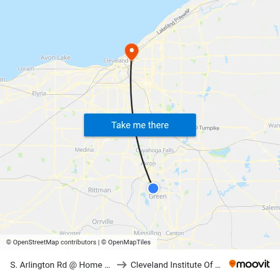 S. Arlington Rd @ Home Depot to Cleveland Institute Of Music map