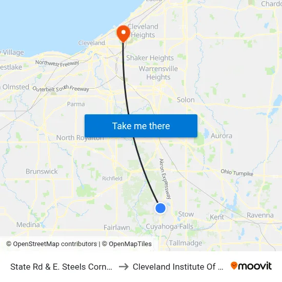State Rd & E. Steels Corners Rd to Cleveland Institute Of Music map