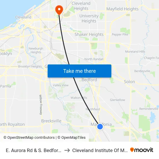 E. Aurora Rd & S. Bedford Rd to Cleveland Institute Of Music map
