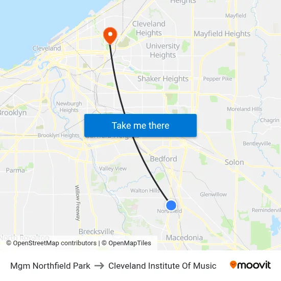 Mgm Northfield Park to Cleveland Institute Of Music map