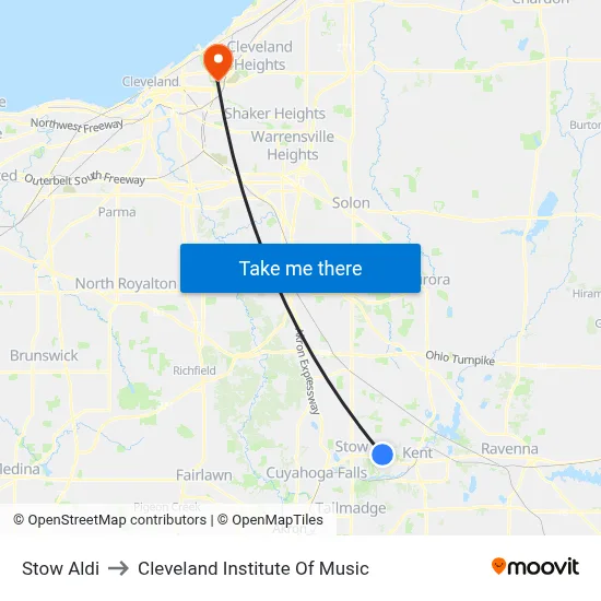 Stow Aldi to Cleveland Institute Of Music map