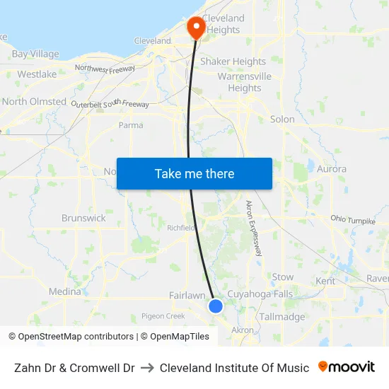 Zahn Dr  & Cromwell Dr to Cleveland Institute Of Music map