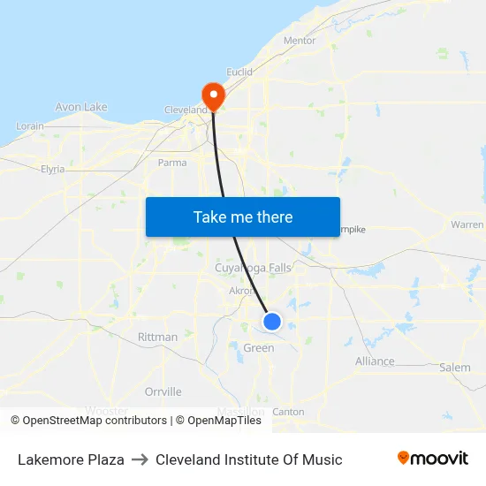 Lakemore Plaza to Cleveland Institute Of Music map