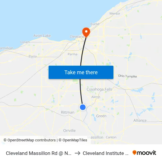 Cleveland Massillon Rd @ Norton Plaza to Cleveland Institute Of Music map