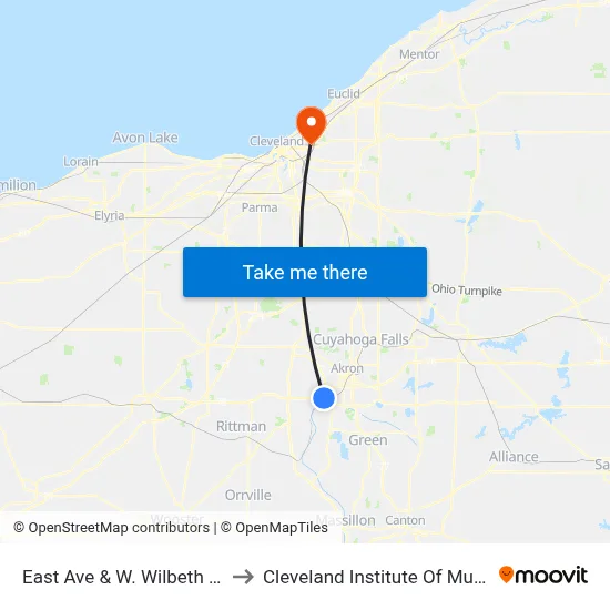 East Ave & W. Wilbeth Rd to Cleveland Institute Of Music map