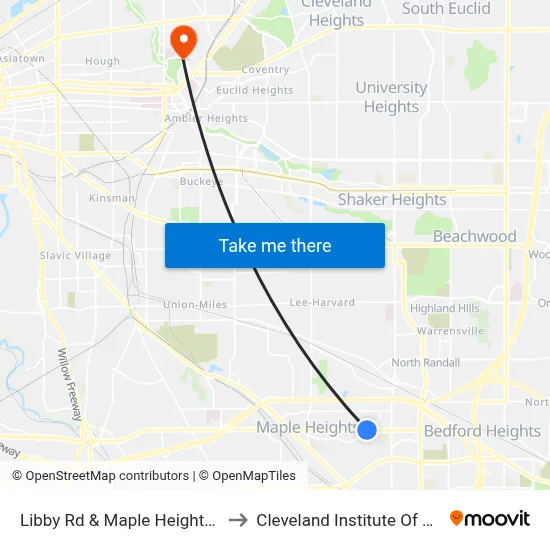 Libby Rd & Maple Heights Blvd to Cleveland Institute Of Music map