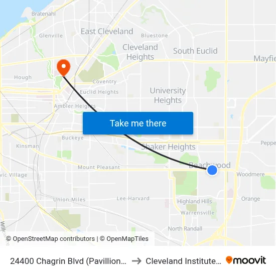 24400 Chagrin Blvd (Pavillion Shopping Ctr) to Cleveland Institute Of Music map