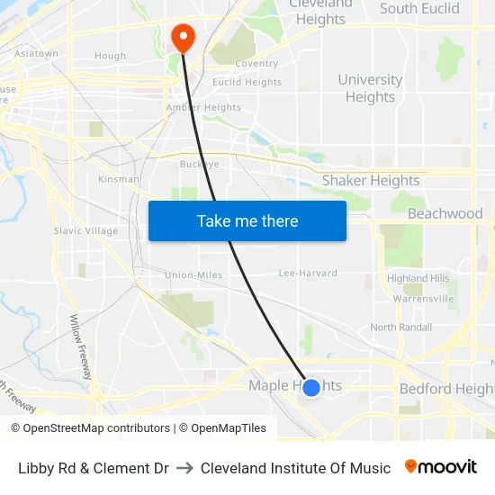 Libby Rd & Clement Dr to Cleveland Institute Of Music map