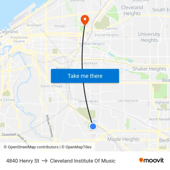 4840 Henry St to Cleveland Institute Of Music map