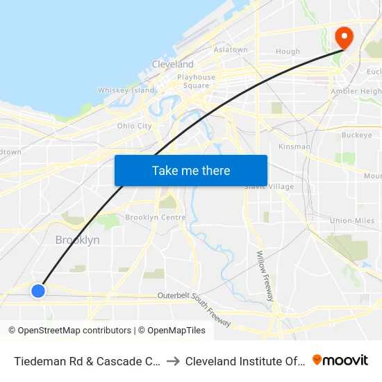 Tiedeman Rd & Cascade Crossing to Cleveland Institute Of Music map