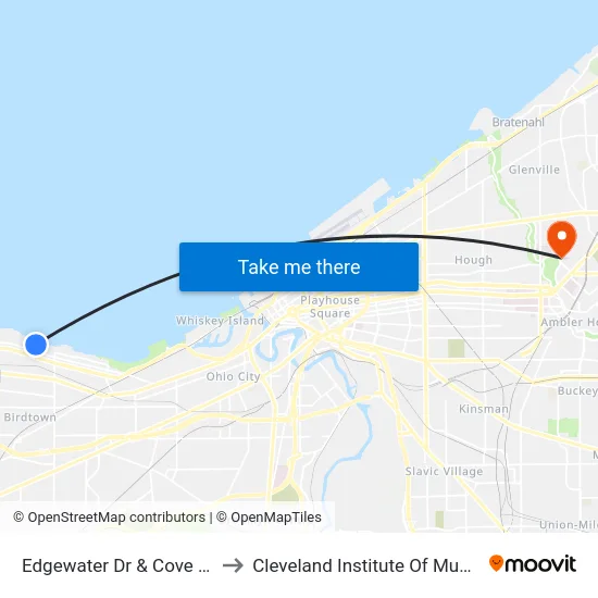 Edgewater Dr & Cove Dr to Cleveland Institute Of Music map