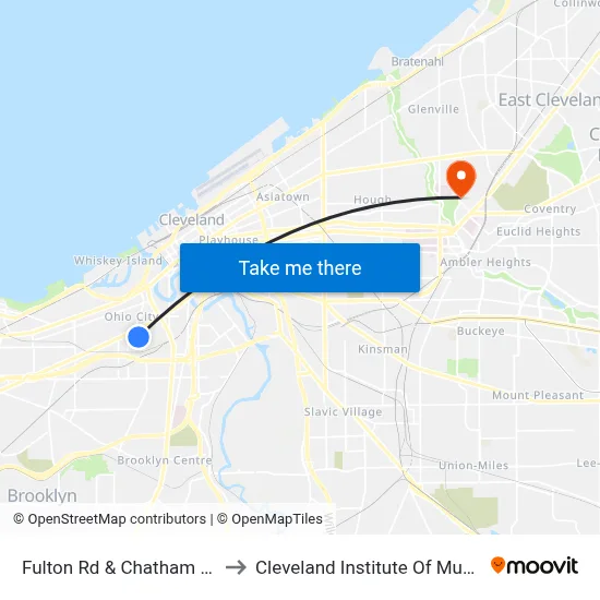 Fulton Rd & Chatham Av to Cleveland Institute Of Music map