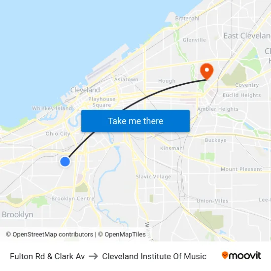 Fulton Rd & Clark Av to Cleveland Institute Of Music map